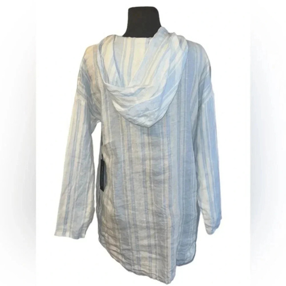Saks Fit Avenue Hooded Long Sleeve Blouse 100% Linen | Size Small - Picture 2 of 4